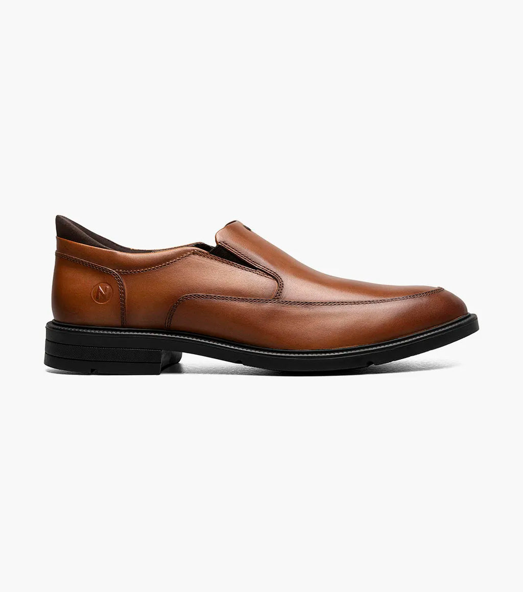 Nunn Bush KORE EZ Icon Moc Toe Slip On Handsfree Shoes Cognac 85146-221
