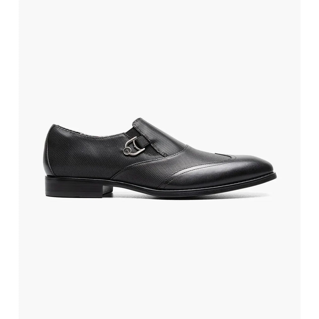 Stacy Adams Lockwood Wingtip Ornament Slip On Dress Shoes Black 25767-001