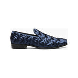Stacy Adams Savoir Plain Toe Satin Slip On X-cross Texture Shoes Navy 25611-410