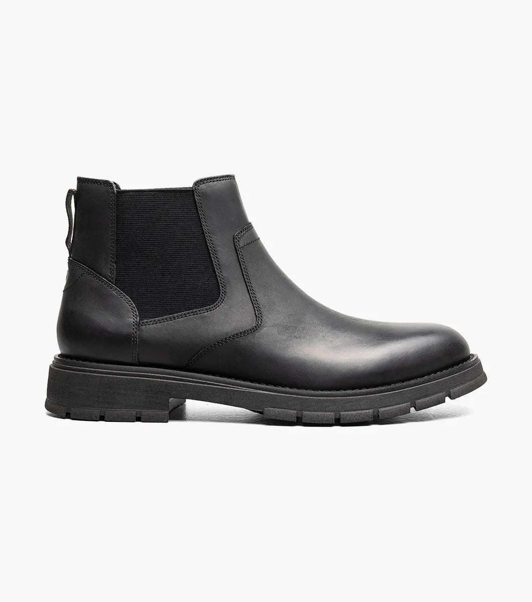 Nunn Bush Briggs Plain Toe Chelsea Boot Black Waxy 85178-010