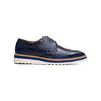 25725-400 Navy Stacy Adams Alario Wingtip Croco Embossed Leather Shoes