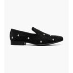 Stacy Adams Spangle Rhinestone Slip On Shoes Black and Silver 25699-042