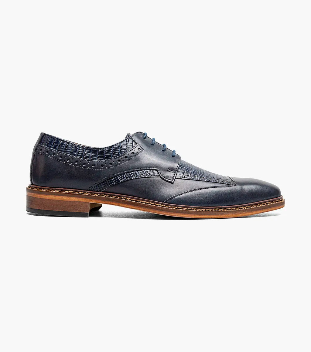 Stacy Adams Gambetta Modified Cap Toe Oxford Leather Shoes Navy 25780-410