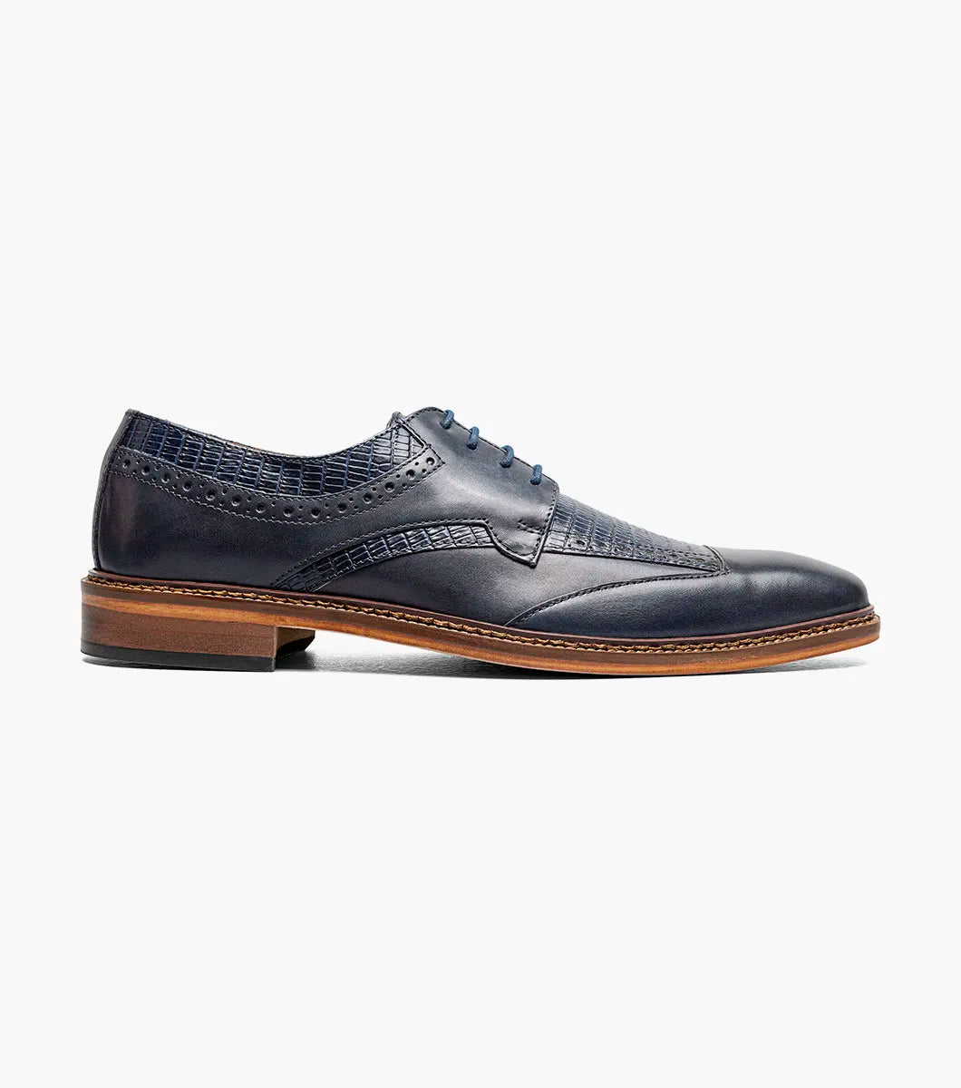 Stacy Adams Gambetta Modified Cap Toe Oxford Leather Shoes Navy 25780-410