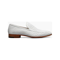 Stacy Adams Winden Moc Toe Perf Slip On Summer Shoes White 25645-100