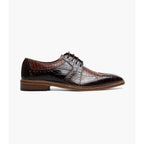 Stacy Adams Travato Wingtip Shoes Animal Print Leather Brown 25737-249
