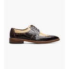 Stacy Adams Travato Wingtip Shoes Animal Print Leather Taupe Multi 25737-261