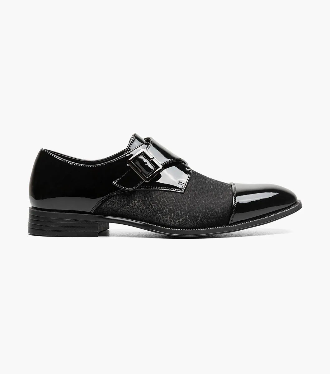 Stacy Adams Sutherland Cap Toe Monk Strap Tuxido Shoes Black 25793-001