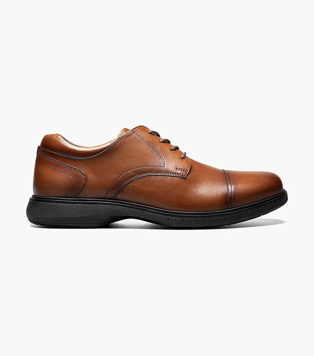 Nunn Bush KORE Pro Cap Toe Oxford Walking Shoes Cognac Leather 84944-221
