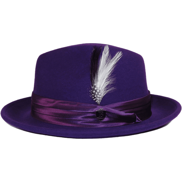 Mens Bruno Capelo Hat Australian Wool Crushable Fedora Giovani UN107 Purple