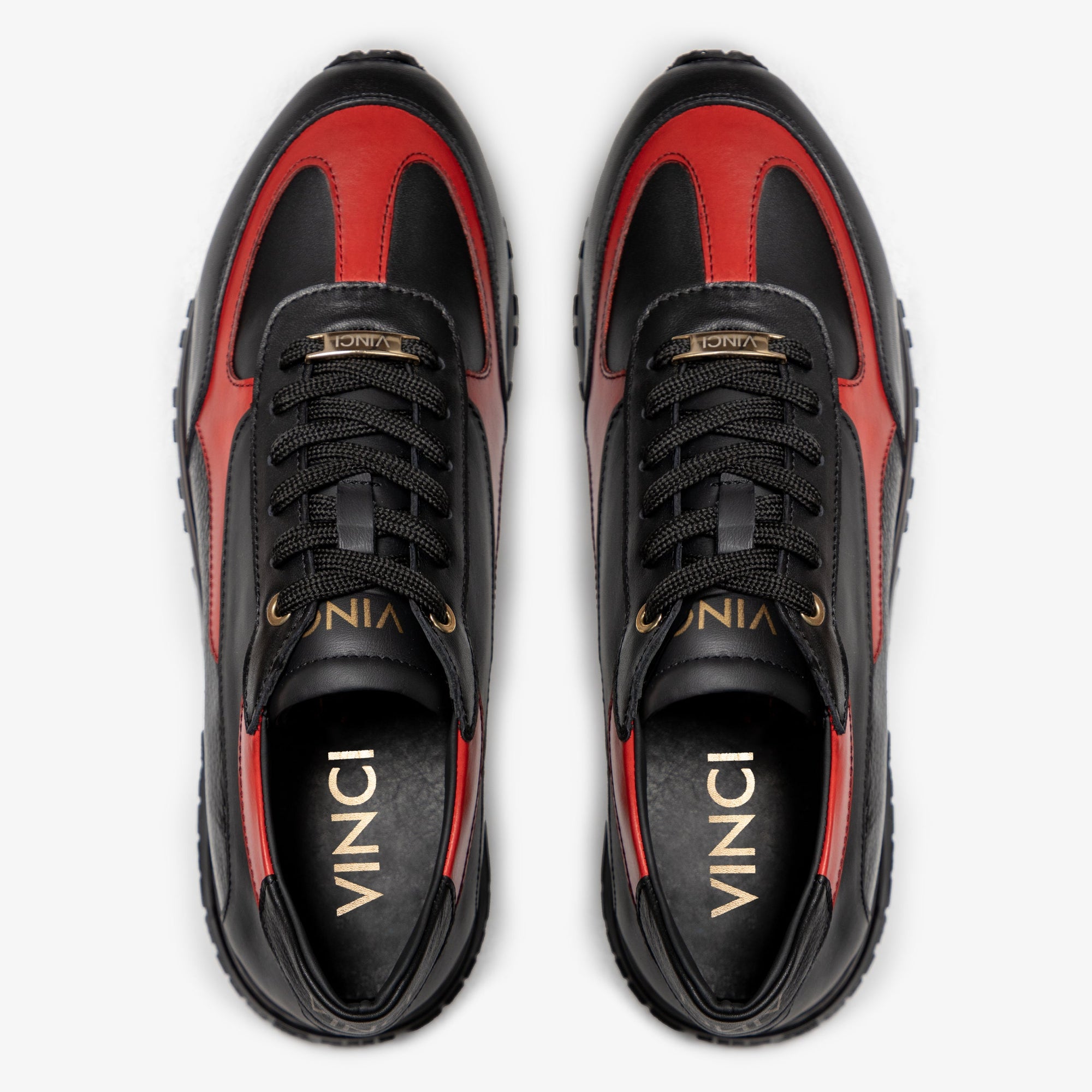 The Arda Black & Red Leather Men Sneaker
