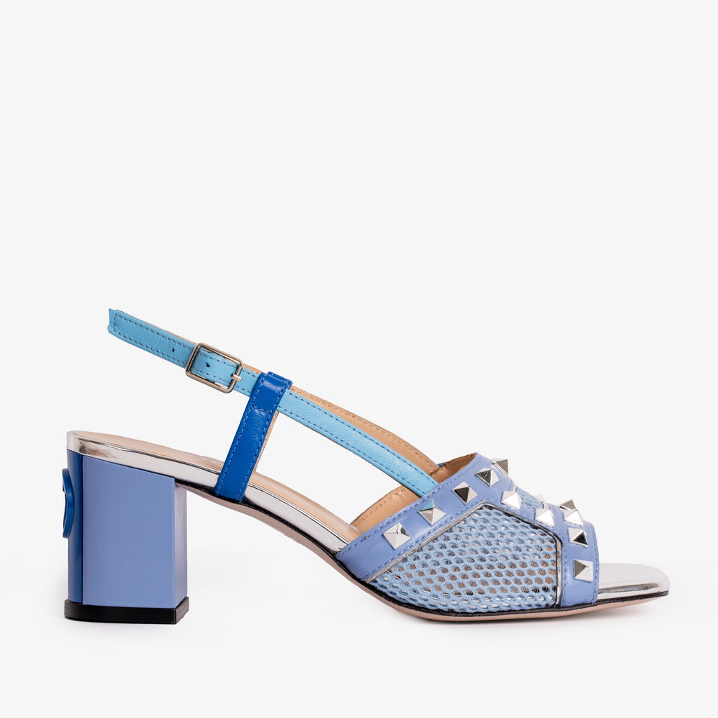 Vinci The Linea Blue Leather Women Slingback Sandal