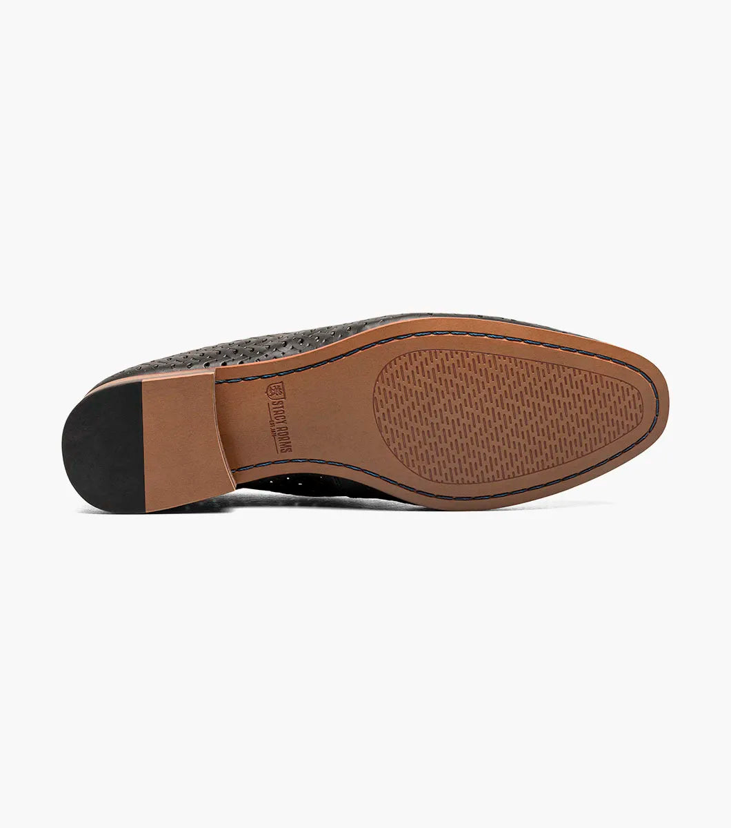Stacy Adams Winden Moc Toe Perf Slip On Shoes oversized Black 25645-001