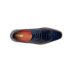 25725-400 Navy Stacy Adams Alario Wingtip Croco Embossed Leather Shoes