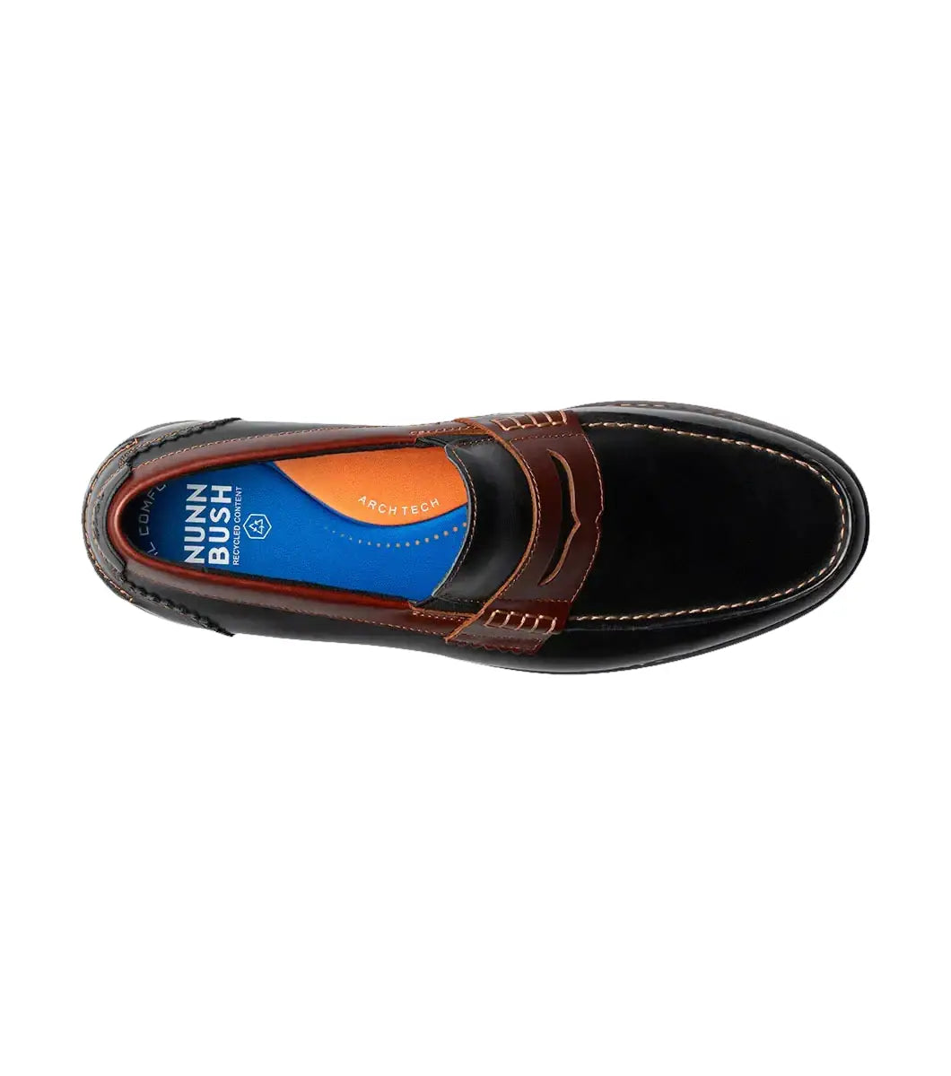 Nunn Bush Odin II Moc Toe Penny Loafer Shoes Black Multi 85154-009