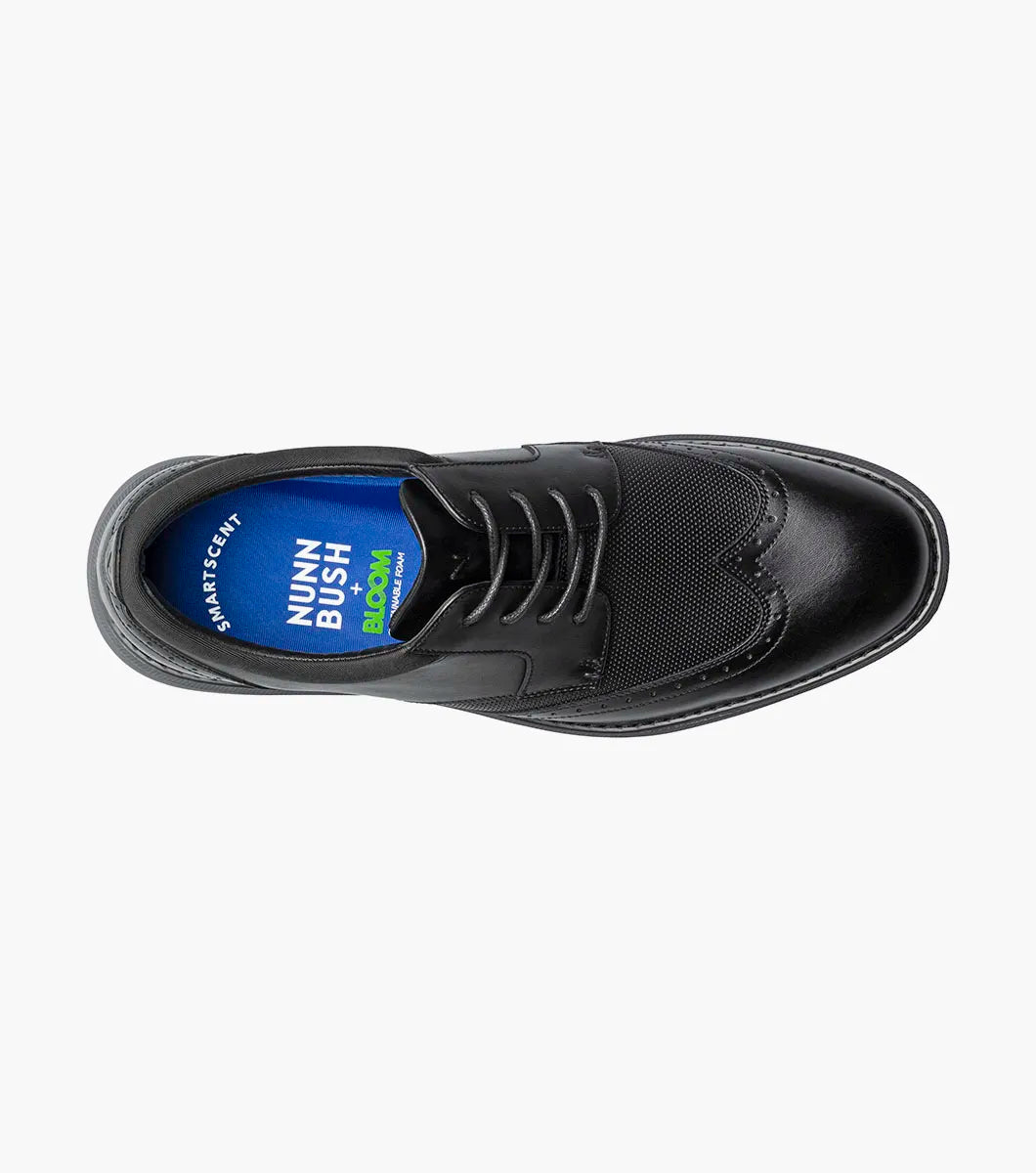 Nunn Bush Chase Wingtip Oxford Walking Shoes Black 85128-001