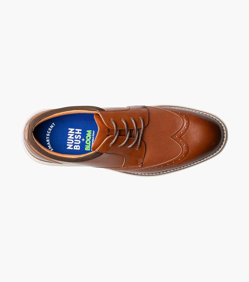 Nunn Bush Chase Wingtip Oxford Walking Shoes Cognac Multi 85128-229