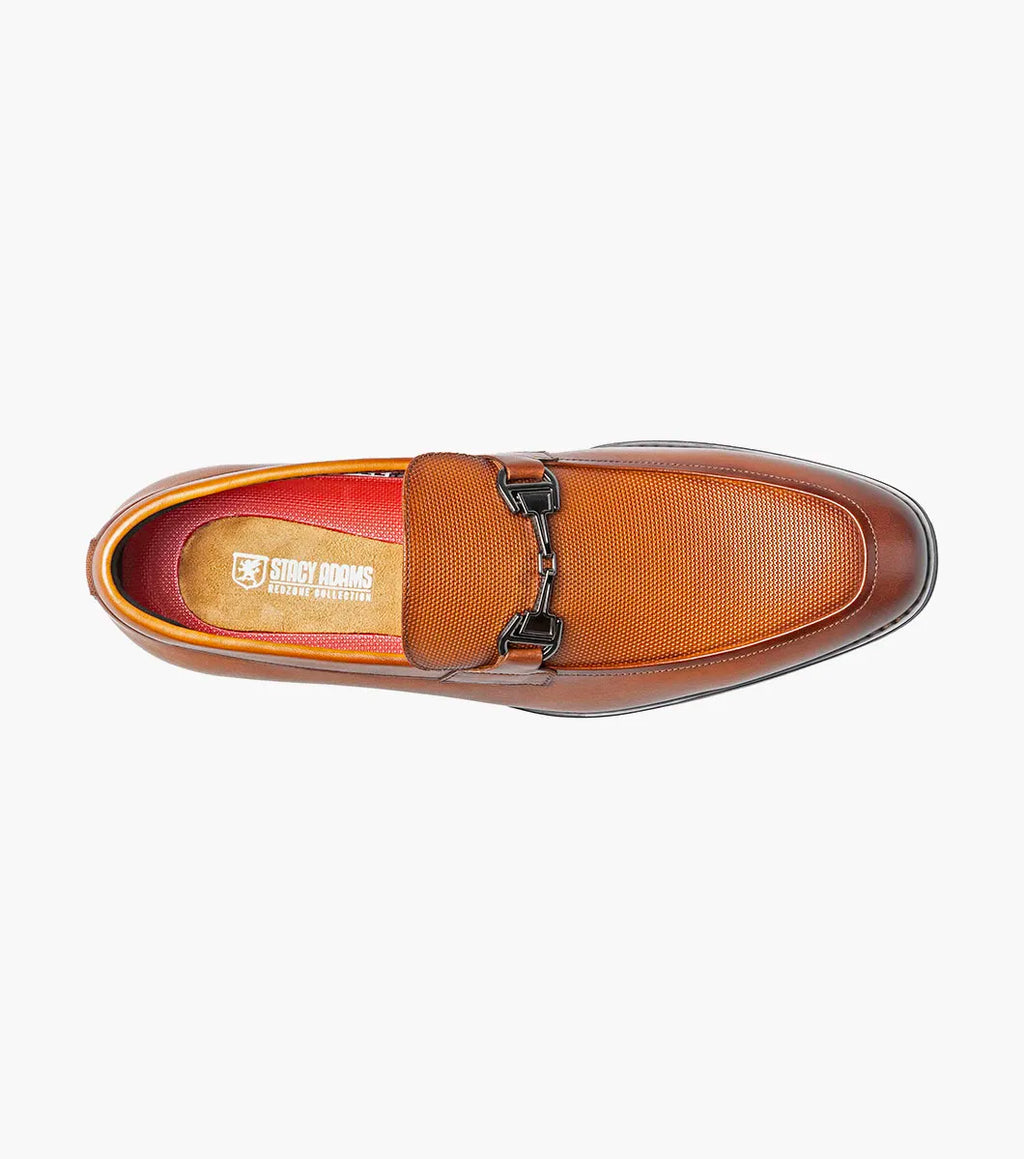 Stacy Adams Lawton Moc Toe Bit Slip-On Dress Shoes Cognac 25796-221