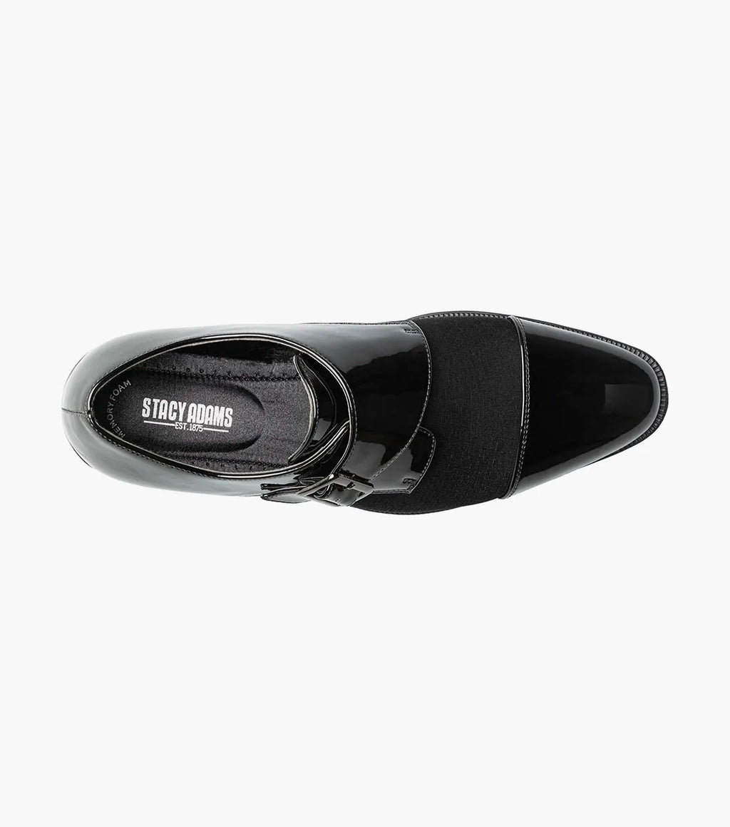 Stacy Adams Sutherland Cap Toe Monk Strap Tuxido Shoes Black 25793-001