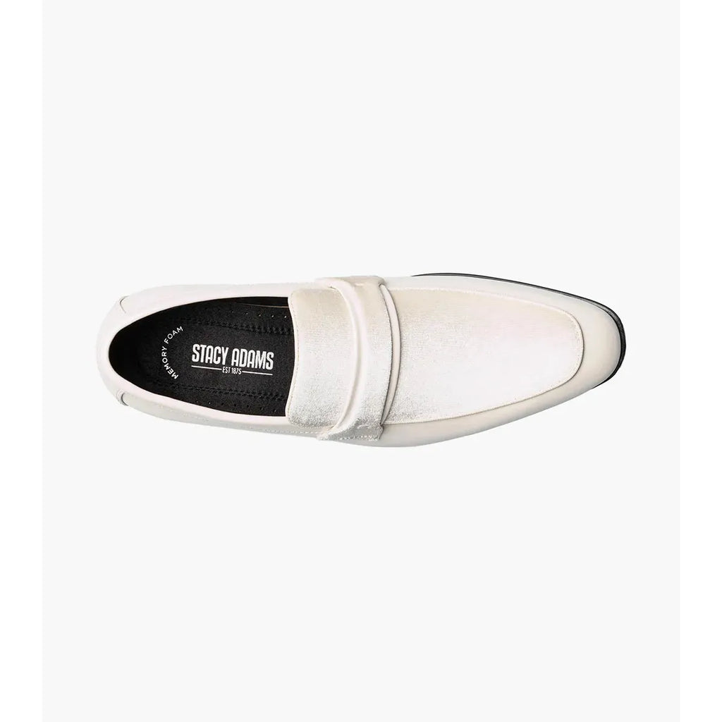 Stacy Adams Spratley Moc Toe Saddle Slip On Dress Shoes Ivory 25686-101