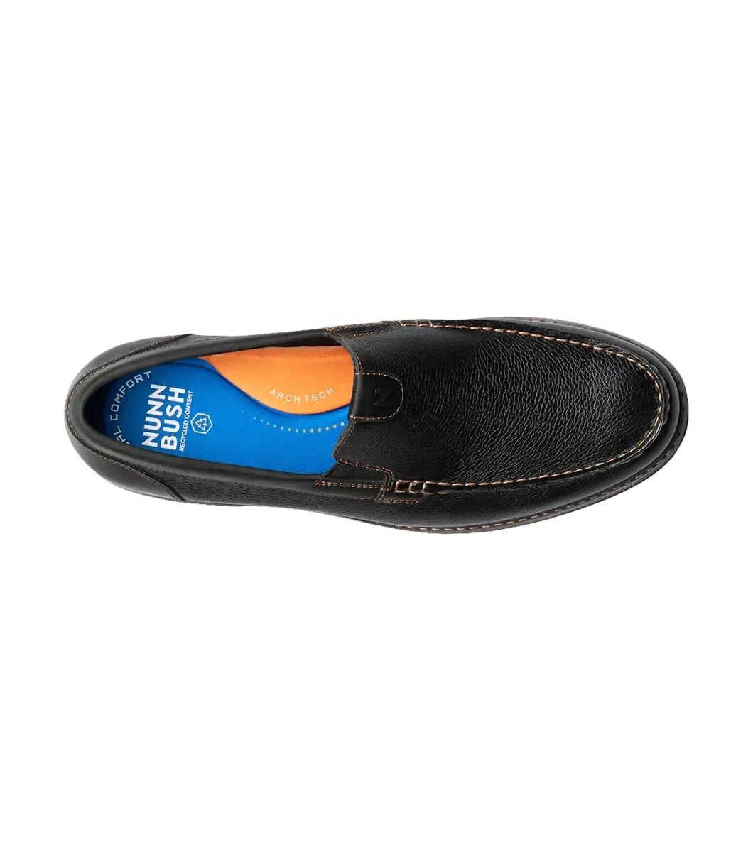 Nunn Bush Owen II Moc Toe Venetian Loafer Dress Shoes Black Tumbled 85153-007
