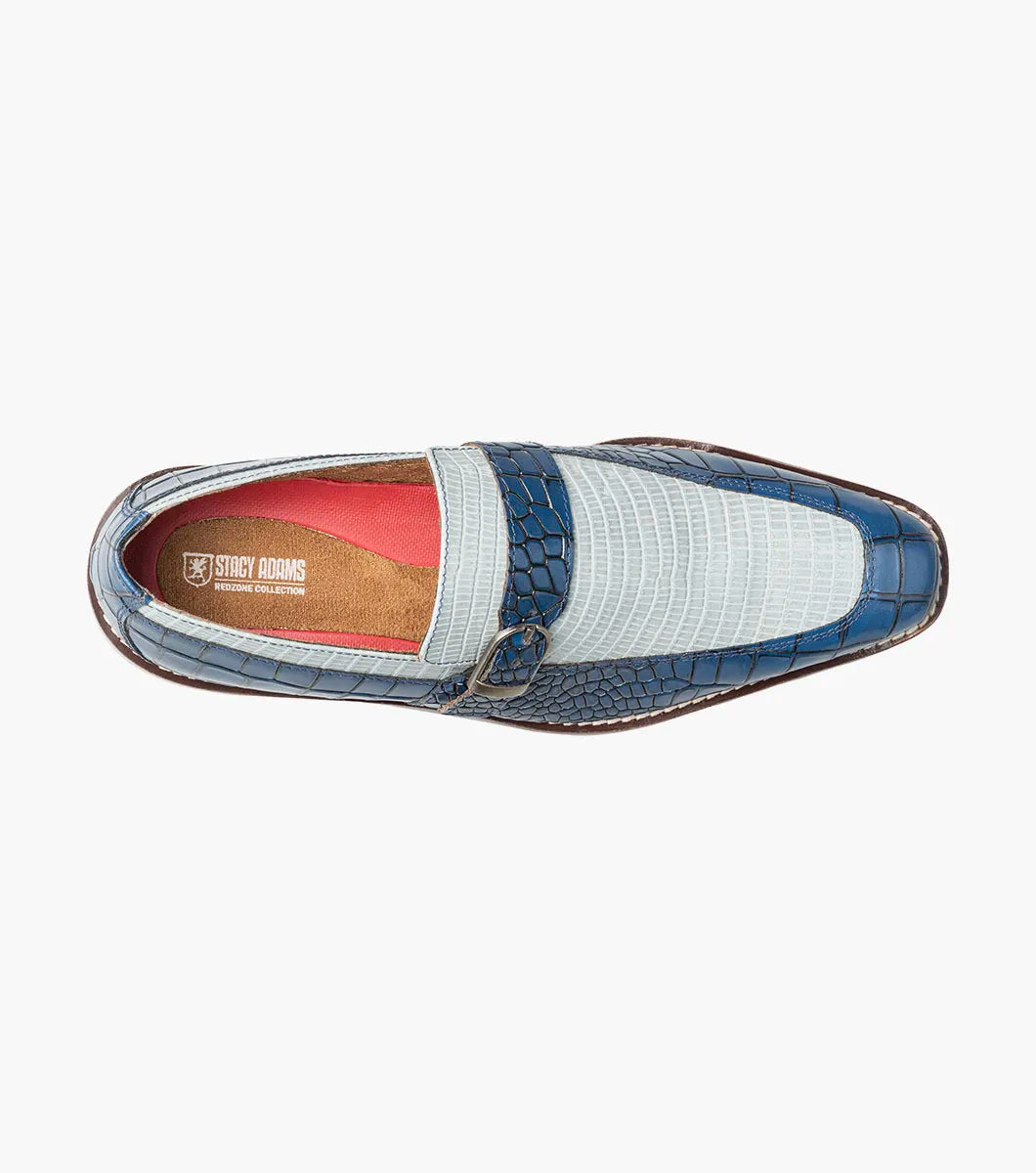 Stacy Adams Rubiano Moc Toe Buckle Strap Slip On Dark Blue Multi 25787-469
