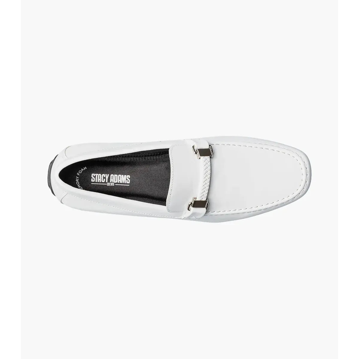 Stacy Adams Sheridan Moc Toe Bit Slip On Shoes White Patent 25761-122