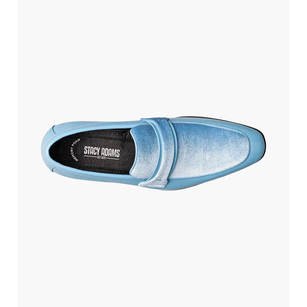 Stacy Adams Spratley Moc Toe Saddle Slip On Dress Shoes Light Blue 25686-459