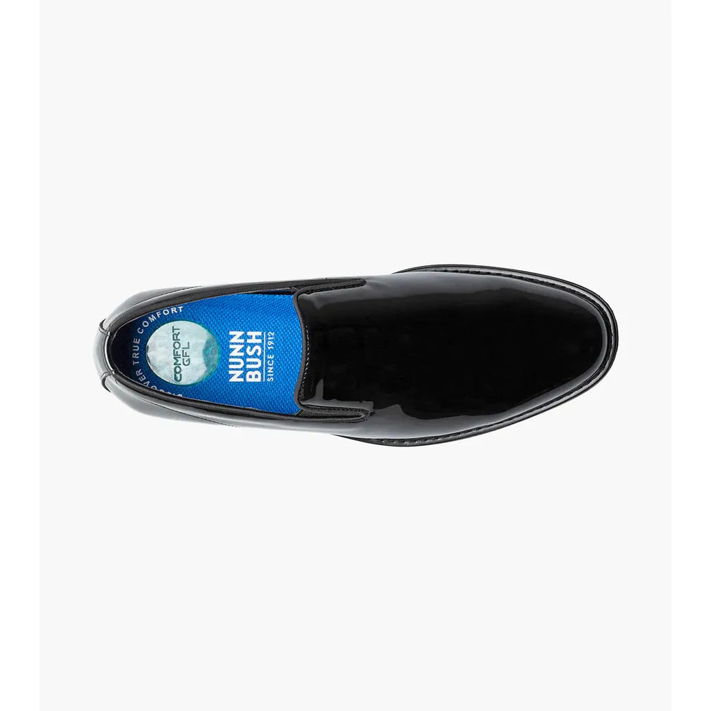 Nunn Bush Centro Formal Flex Plain Toe Slip On Tux Shoes Black Patent 85047-004