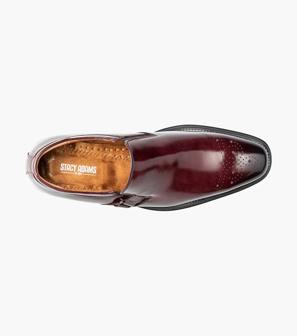 Stacy Adams Alistair Plain Toe Ornament Slip On Burgundy 25792-601