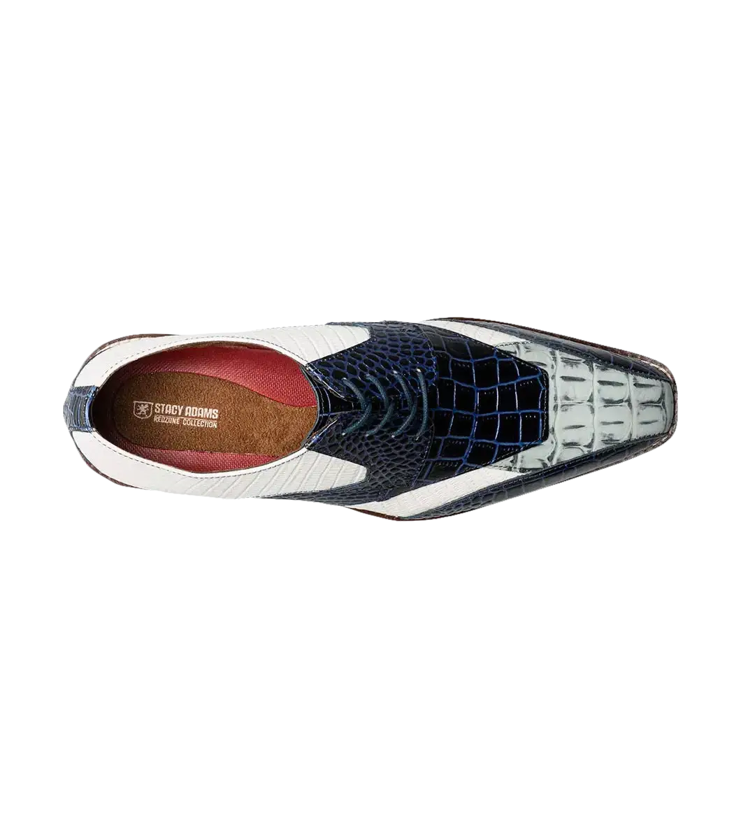 Stacy Adams Tristano Modified Bike Toe Oxford Shoes Dark Blue Multi 25694-469