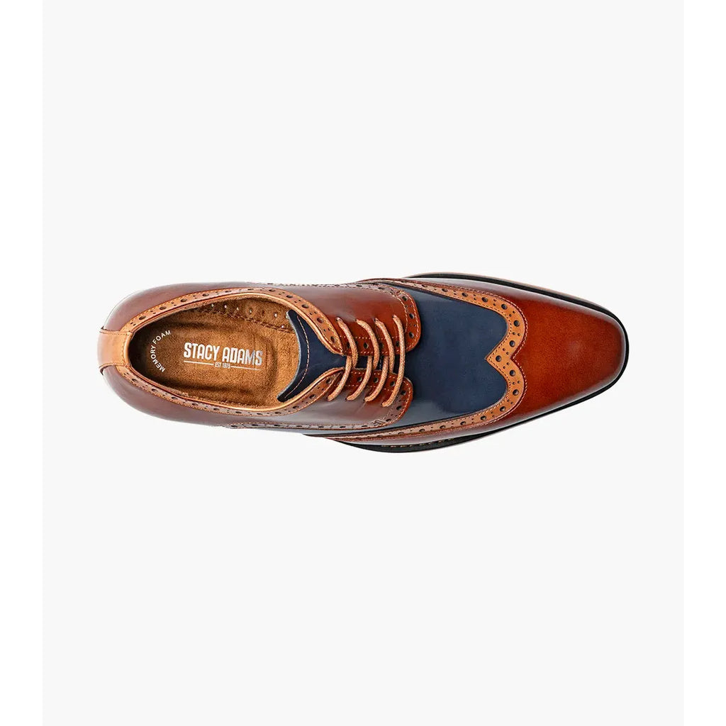 Stacy Adams Tindall Wingtip Oxford Men's Shoes 25832-229 Cognac Multi