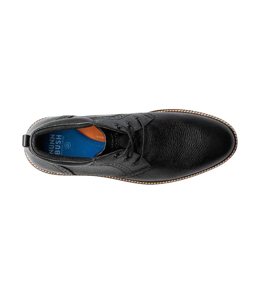 Nunn Bush Ozark II Plain Toe Chukka Boot Leather Black Tumbled 85090-007