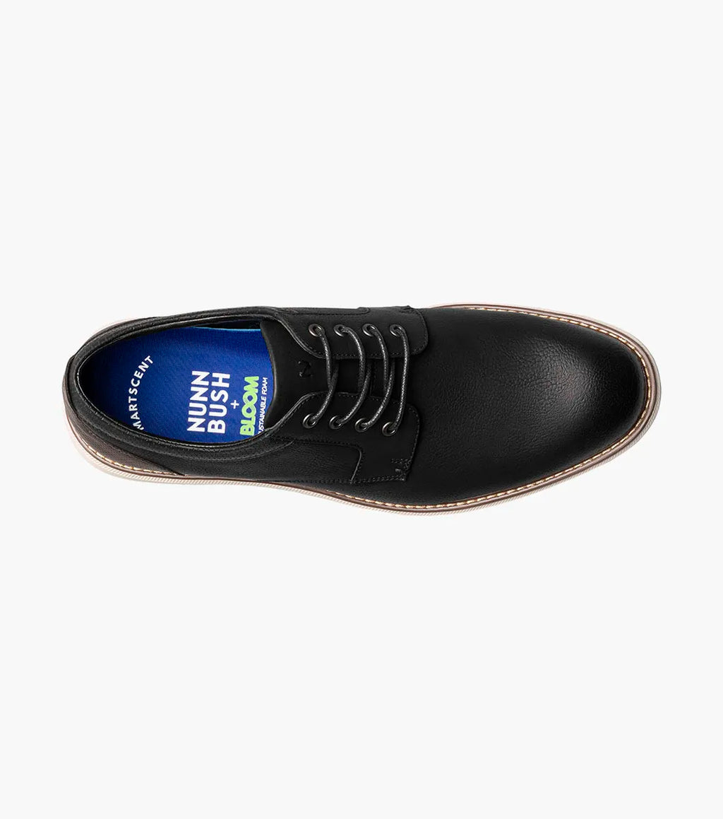 Nunn Bush Chase Casual Plain Toe Oxford Shoes Athletic Sole Black 85093-009