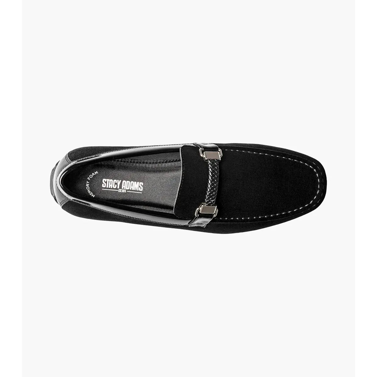 Stacy Adams Sheridan Moc Toe Bit Slip On Shoes velour textile Black 25761-001
