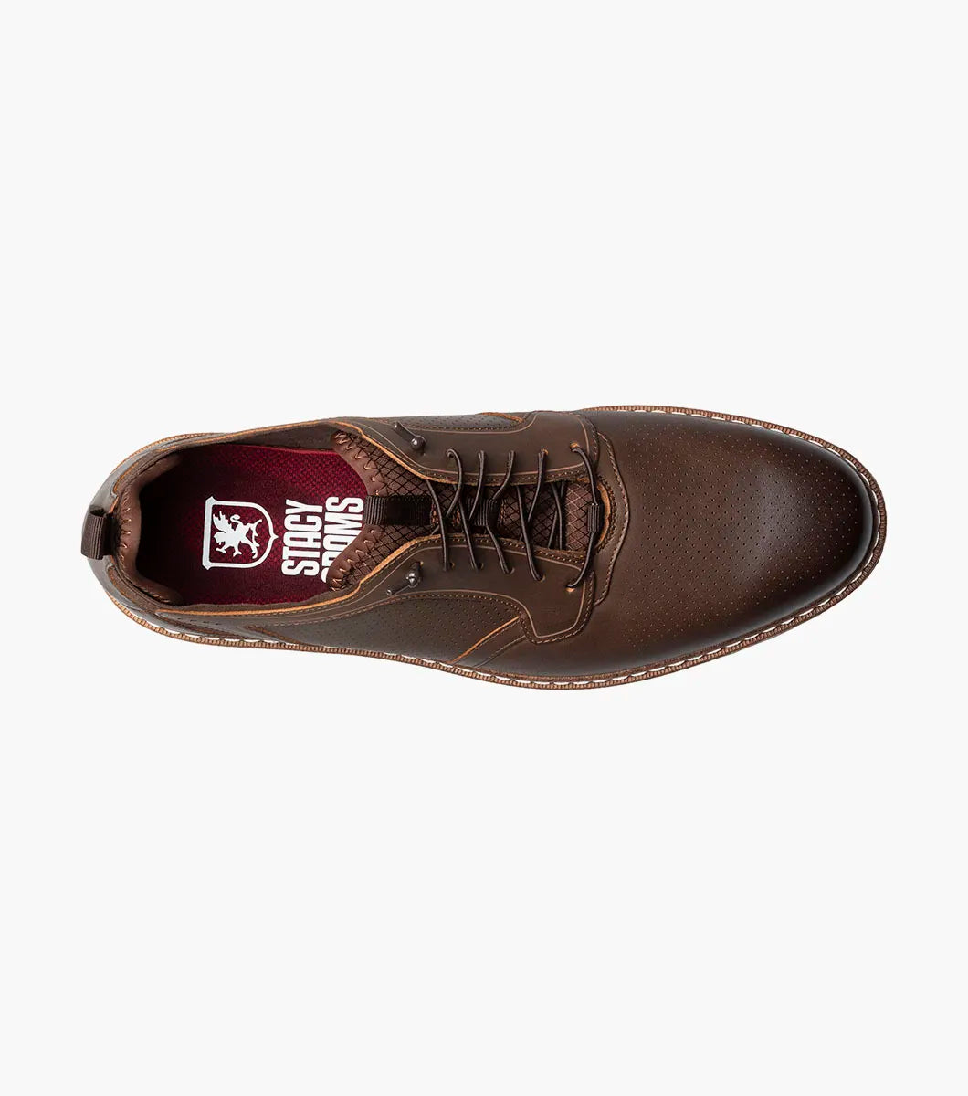 Stacy Adams Sync Plain Toe Lace Up Sneaker Shoes Leather Brown 25662-215