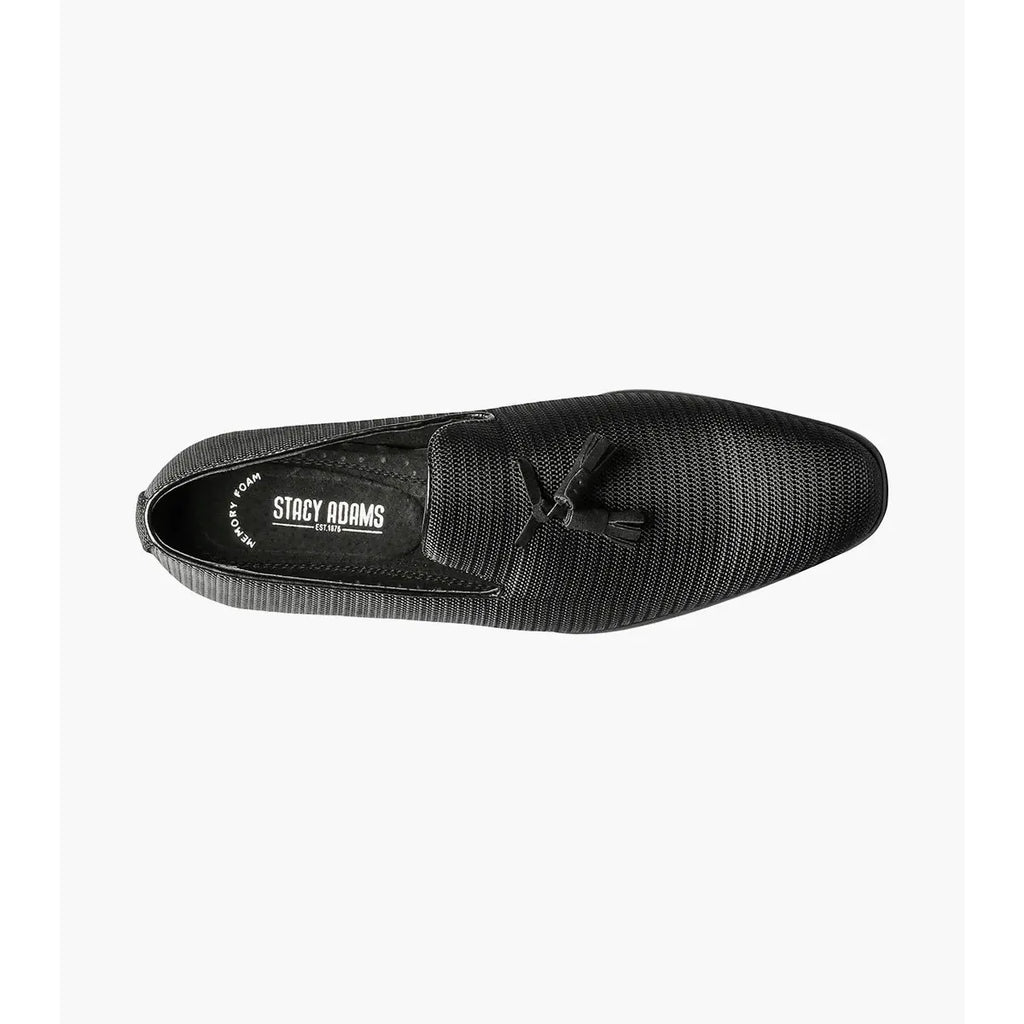Stacy Adams Tazewell Plain Toe Tassel Tuxedo Shoes Slip On Black 25343-001