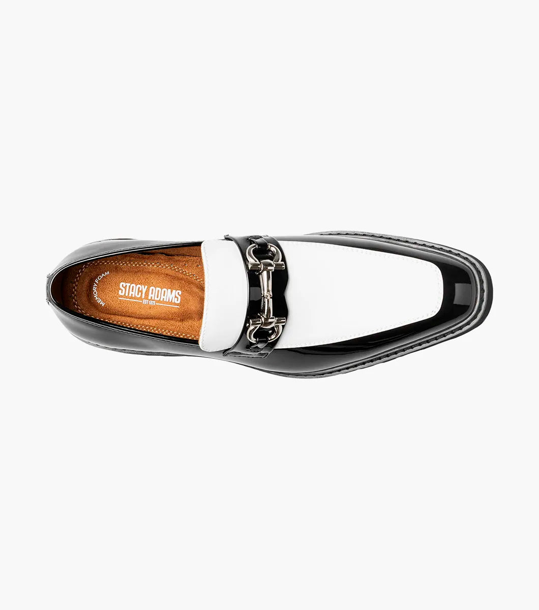 Stacy Adams Carabello Moc Toe Bit Slip On Black and White  25804-111
