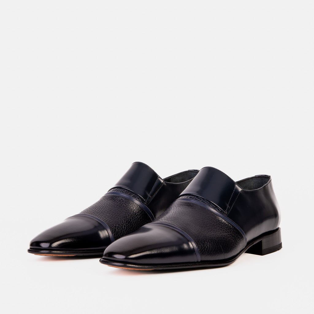 Vinci The Everest Navy Leather Cap Toe Dress Loafer Men Shoe