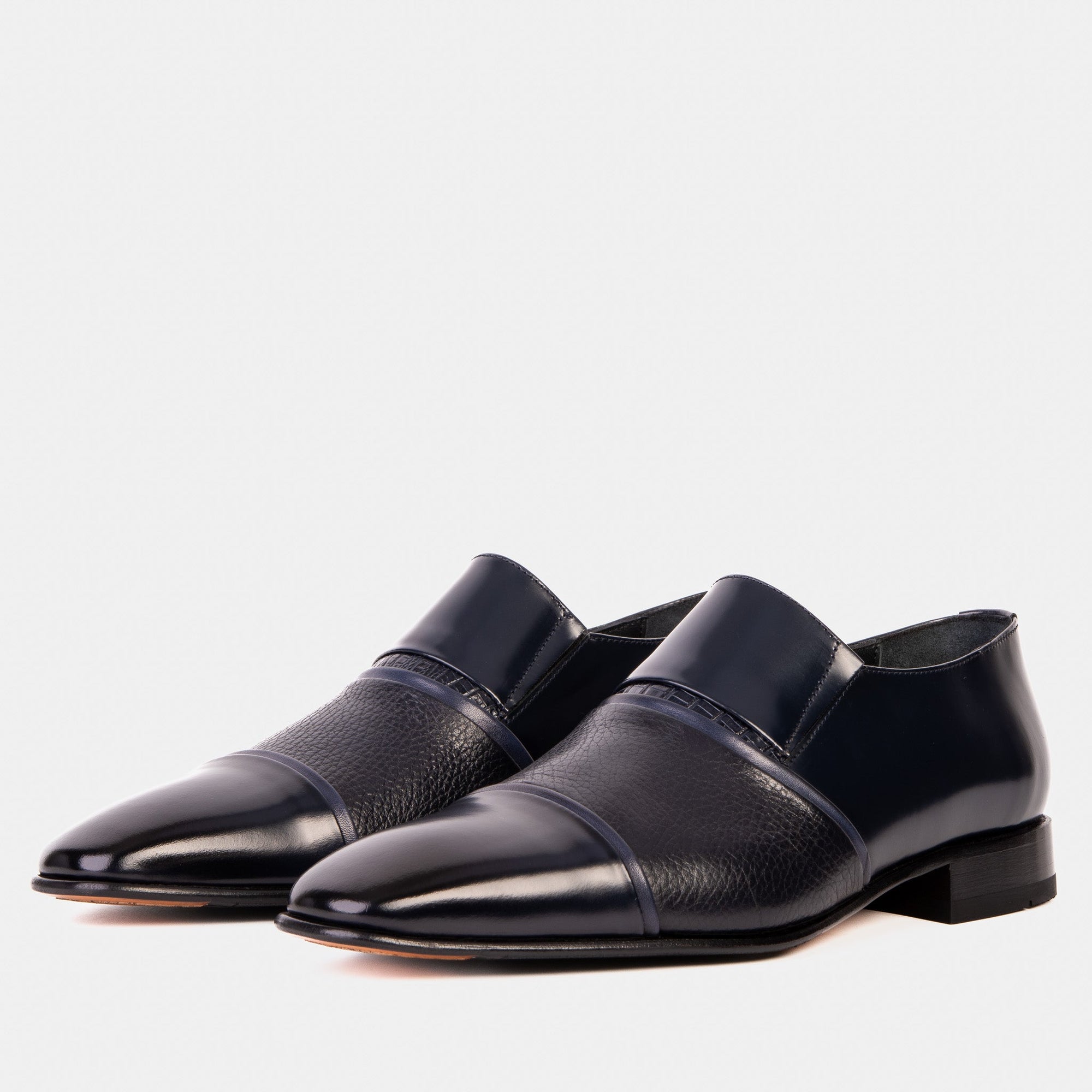 Vinci The Everest Navy Leather Cap Toe Dress Loafer Men Shoe
