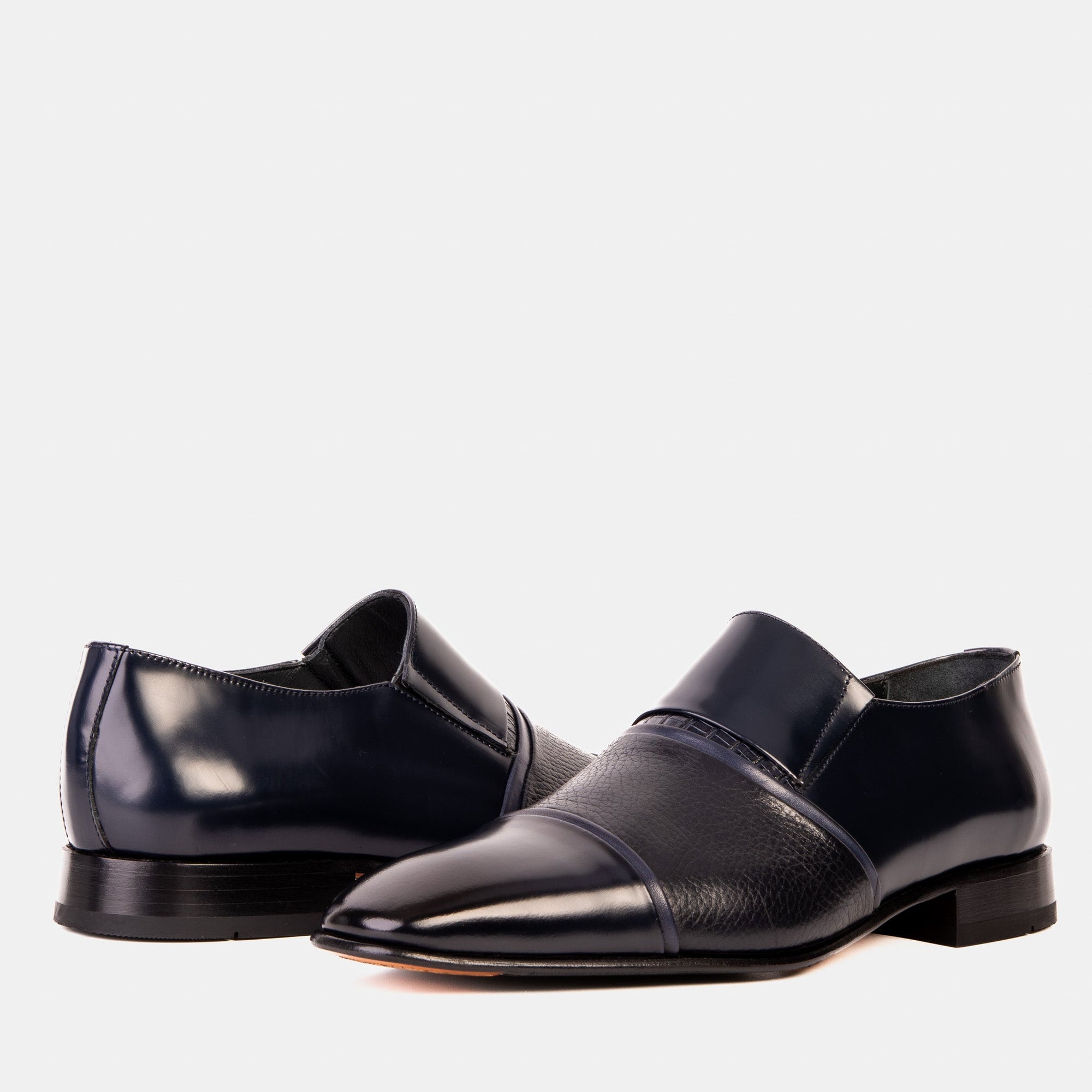 Vinci The Everest Navy Leather Cap Toe Dress Loafer Men Shoe