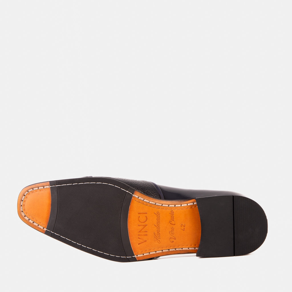 Vinci The Everest Navy Leather Cap Toe Dress Loafer Men Shoe