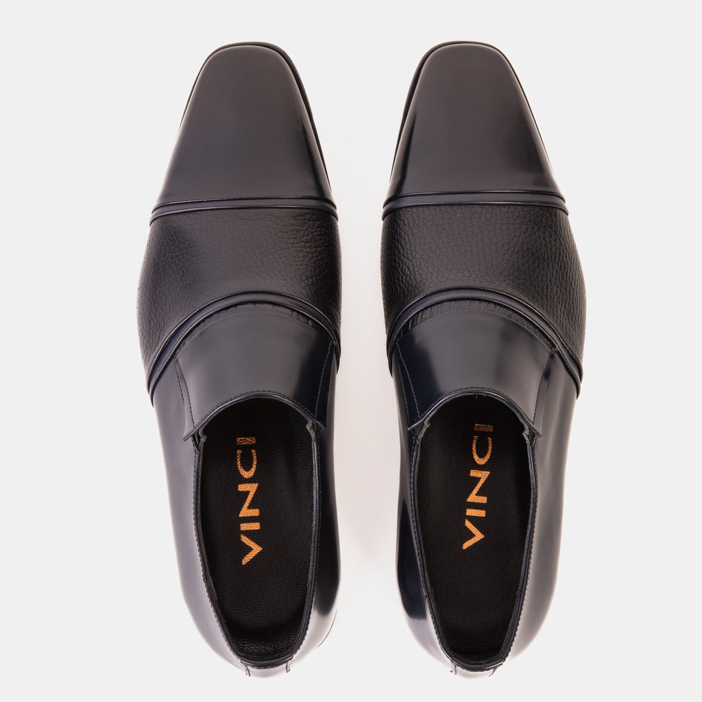 Vinci The Everest Navy Leather Cap Toe Dress Loafer Men Shoe