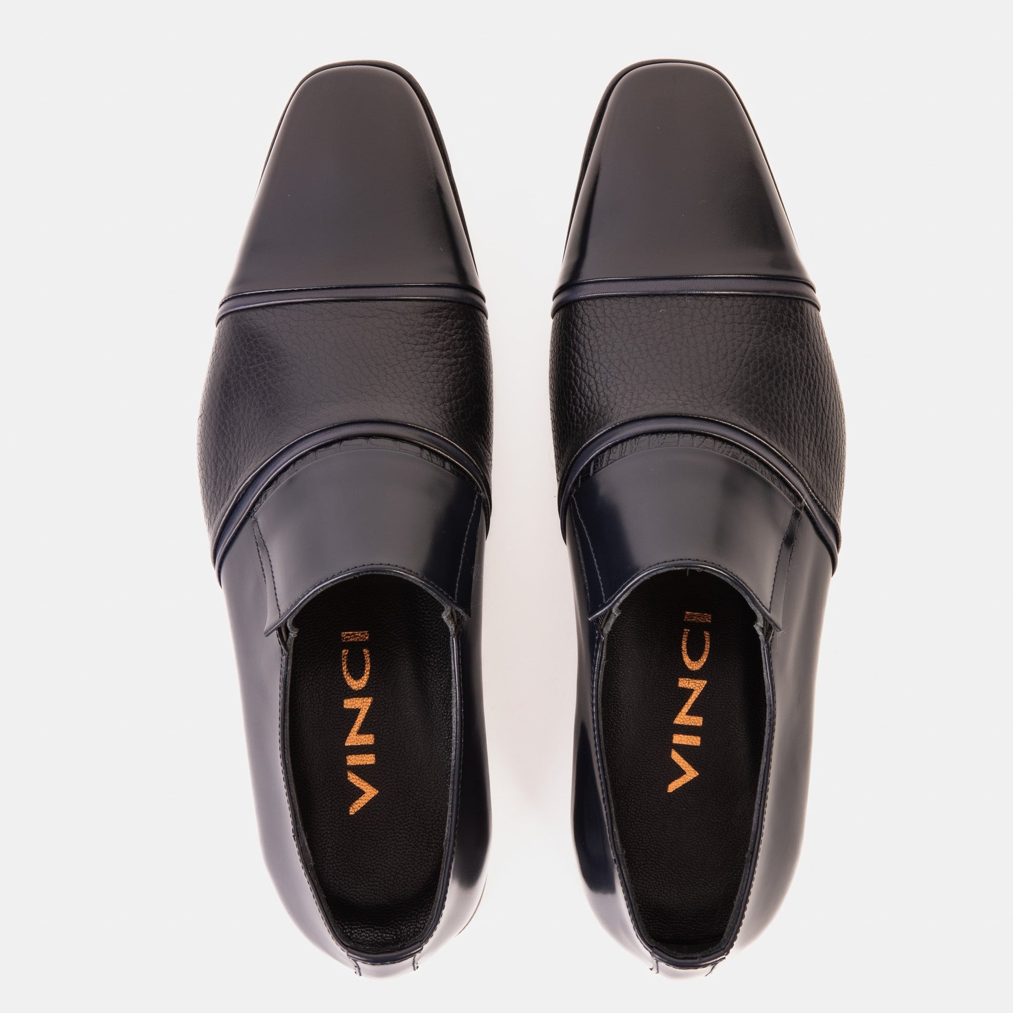 Vinci The Everest Navy Leather Cap Toe Dress Loafer Men Shoe