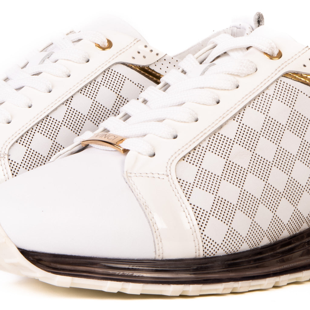 Vinci The Cenova White & Gold Leather Men Sneaker