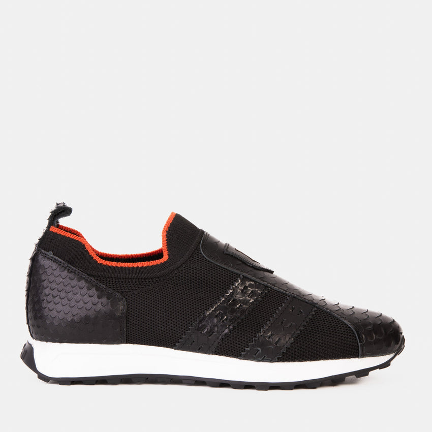 The Aslan Black Knitted & Leather Men Sneaker – J.Valintin Men's Wear ...