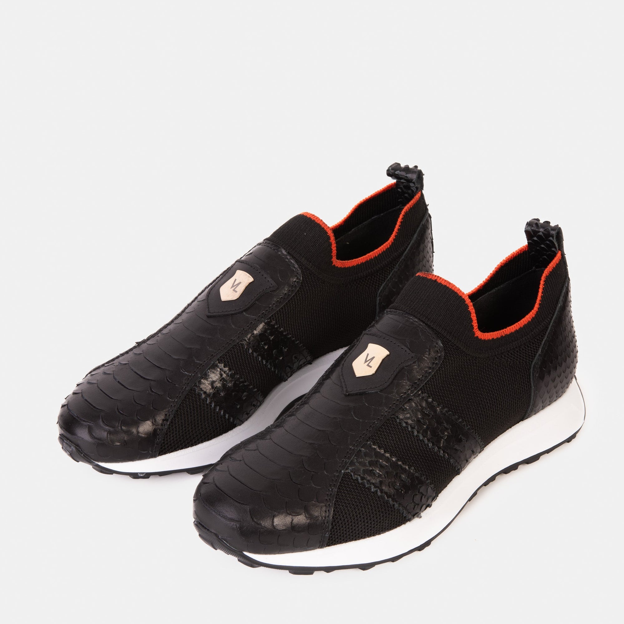 Vinci The Aslan Black Knitted & Leather Men Sneaker