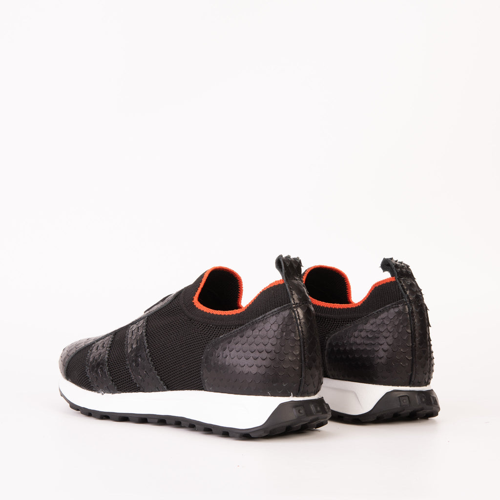 Vinci The Aslan Black Knitted & Leather Men Sneaker