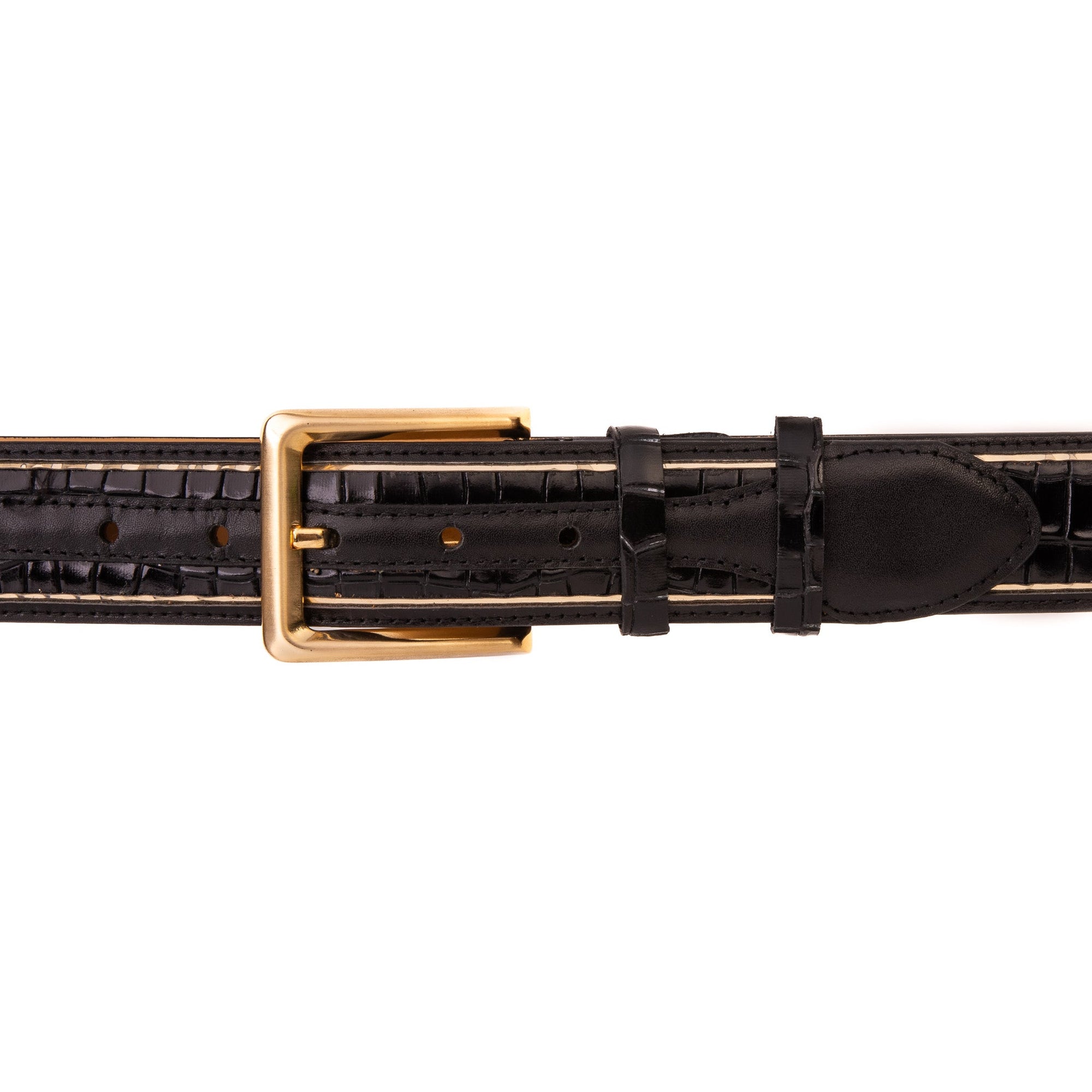 The Bellagio Black & Gold Leather Belt