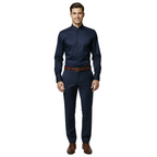 Mens CEREMONIA AVM Turkey Cotton Banded Minister Shirt Angelino-073 Navy